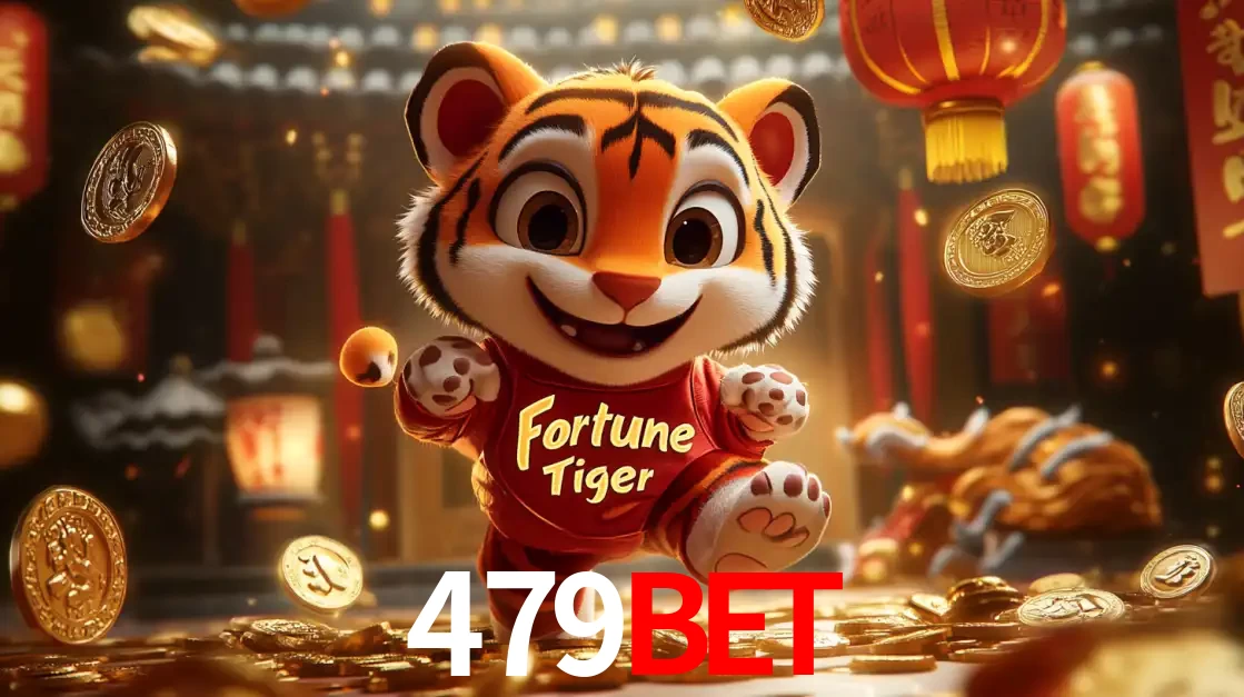 O alegre personagem do Fortune Tiger correndo sobre um caminho de moedas de ouro, simbolizando os grandes prêmios e a diversão do popular jogo de slot do 479BET.